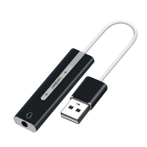 USB 외부 사운드 카드 3.5mm 오디오 인터페이스 마이크 헤드폰 어댑터, Black