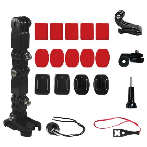 오토바이 헬멧 턱 마운트 곡선 접착 암 Gopro Hero 9 8 7 6 5 4 액션 카메라 액세서리, {"색상":"보여진 바와 같이"}, {"크기":"하나"}