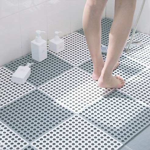 헬로요니 논슬립 욕실 매트 조립 발판 미끄럼방지 화장실 건식 바닥 깔판, 회색