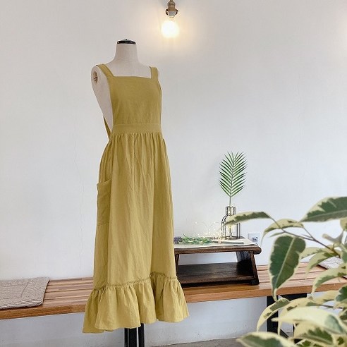 카스틸 예쁜 원피스 앞치마 95cm, 로맨틱 머스타드