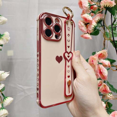 핑크색의 완벽함: 힐링센트 아이폰 15 하트 스트랩 케이스로 휴대폰을 변신시키세요