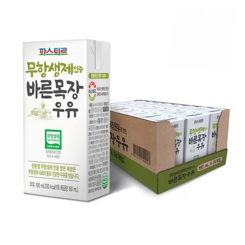 [SaleNOWㅣ인기상품] 파스퇴르의 순수한 선물: 무항생제 인증 바른목장 우유 24팩 [세일나우ㅣ추천상품]