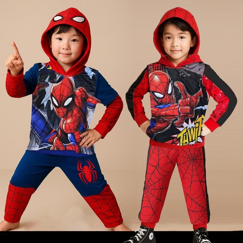 스파이더맨 (마플정품) 긴팔 상의 조거팬츠 셋트 상하복 놀이터룩 2color(Led스파이더맨 시계증정)(국내당일발송)