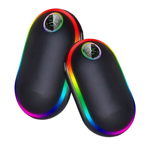 레인보우 충전식 전기 손난로 보조배터리, 7800mAh 대용량 배터리, 온도 확인 기능, KC 인증