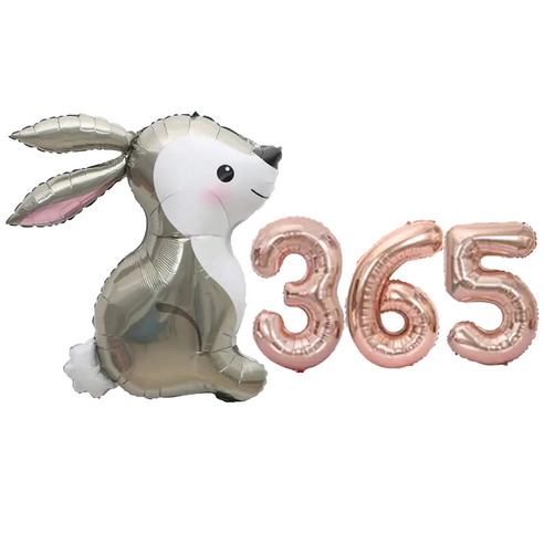 파파 파티 곰돌이 토끼 풍선 생일 파티 숫자 풍선 세트, 토끼 365, 1세트