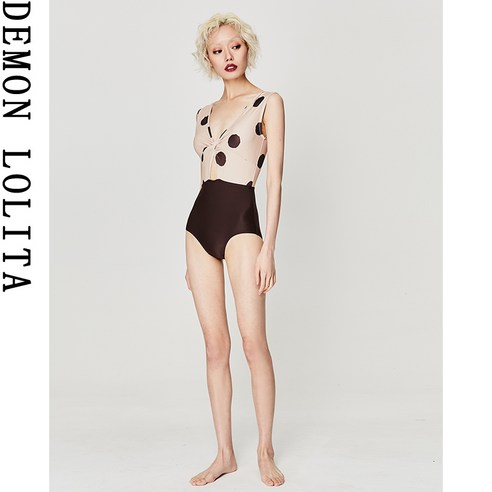 새로운 원피스 수영복 여성 여름 웨이브 포인트 섹시 인 바람 슬림 요정 팬 해변 요정 작은 가슴 수영복, M, 그림 색상
