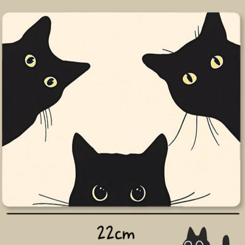 무드블룸 감성 고양이 마우스 패드 노트북 마우스 패드, 04 삼형제 냥이, 1개, 베이지