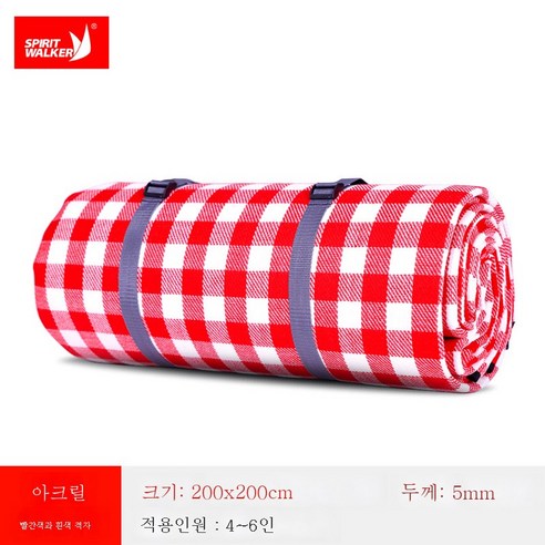 DFMWI.피크닉 매트.Picnic mat.--야외 피크닉 매트 방습 매트 ins 황백 확대 방수 캠핑 텐트 매트, 5Mm빨간색과흰색격자무늬200X200(무료보관함풍선)