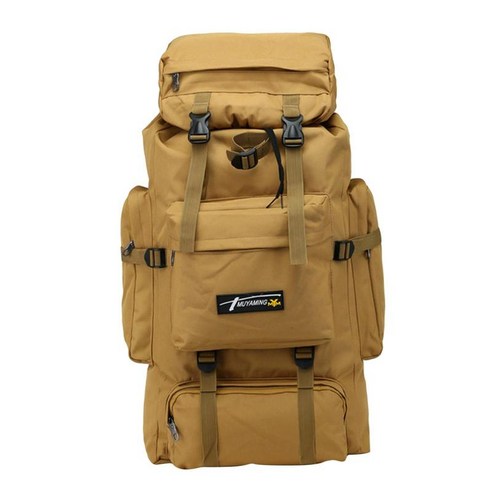 배낭 캠핑 대용량 70L 배낭 데이 팩 Haversack 여행 가방 자루, 카키, 70x36x20CM, 나일론