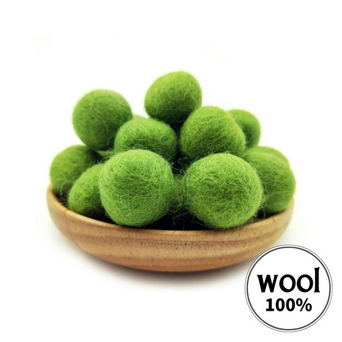 아트위브 DIY 2cm 울 칼라 양모볼 펠트 공예 양모공 폼폼이 만들기 재료, 10개, 33. 연두 (2cm)