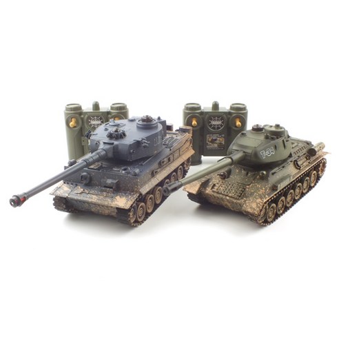 YAKO 레프리카 2.4GHz 1/28 RC배틀탱크 세트 TIGER vs T-34 RC YAK161430SET, 혼합 색상