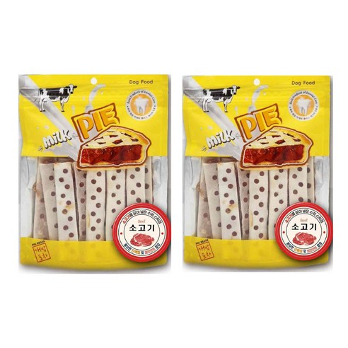 밀크파이 끝까지 오래먹는 강아지 스틱껌, 2팩, 180g, 소고기