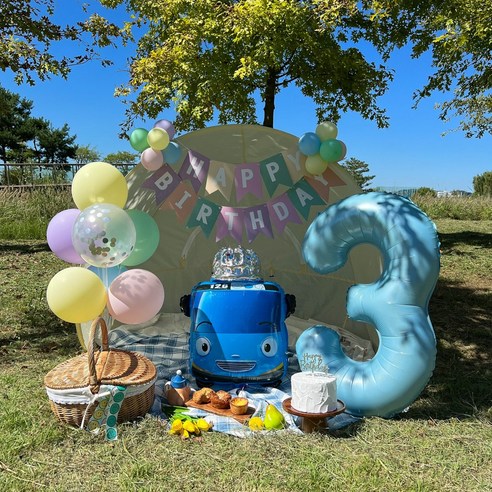 타요 생일풍선 두돌생일상 생일파티세트, 3, 파스텔