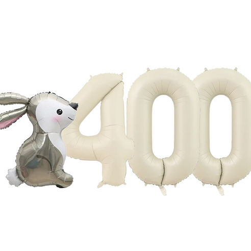 파파 파티 곰돌이 토끼 풍선 생일 파티 숫자 풍선 세트, 토끼 크림 400, 1세트
