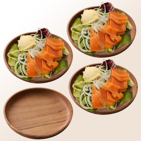 아카시아 우드 원형 접시세트 (대), 대 size, 4개