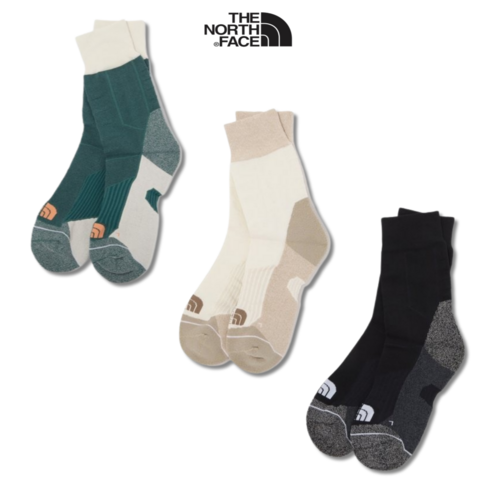 (국내매장정품) 노스페이스 남녀공용 등산 양말 세트 미드 삭스 트레킹 쿠션 하이킹 중목, 그린, 1개