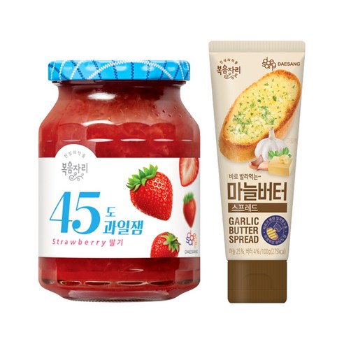 복음자리 45도 딸기잼 350g + 짜먹는 마늘버터 스프레드 100g