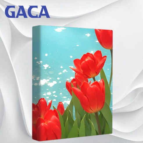 GACA 선명한 5D 액자 보석십자수 캔버스형 DIY 키트 40 x 50 cm, 레드꽃, 1세트