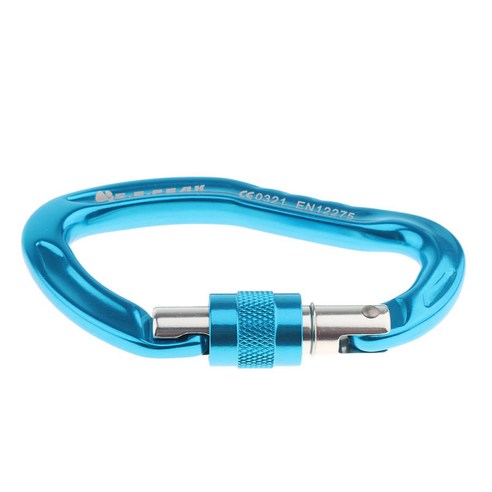 D형 나사 잠금 장치 Carabiner 암벽 등반 24KN 야외용 알루미늄-, 블루, 합금