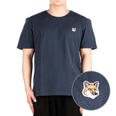 메종키츠네 [메종키츠네] 24SS (LM00104KJ0008 INK BLUE) 남성 폭스헤드 반팔 티셔츠