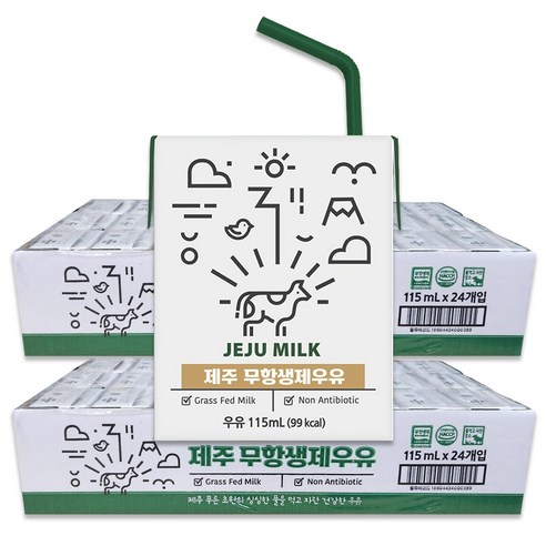 제주우유 무항생제 우유, 48개, 115ml
