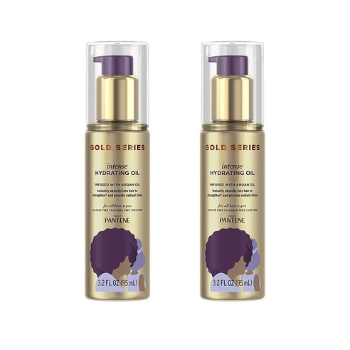 Pantene 헤어 오일 트리트먼트 황산염 프리 인텐스 하이드레이팅 ProV 골드 시리즈 천연 컬리 텍스처 모발용 94.6 ml 3.2 온스 318363, 1개, 94.6ml