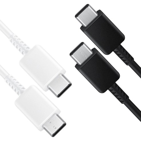 [HBG] 1+1 삼성 전용 C to C 초고속 충전 케이블 갤럭시 스마트폰 60W PD타입, 화이트+블랙, 1세트, 1.8m