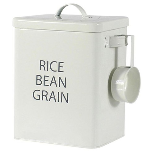 주방 식품 곡물 쌀 세척 분말 주최자를위한 보관 버킷 방습 밀폐 뚜껑, 하얀색, 18x15x23cm, 아연 철판