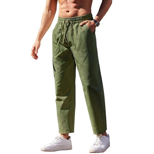 COOFANDY Mens Pants Casual Lightweight Drawstring Pants Elastic Waist Beach Pants Linen Yoga Pants A 
커플룩/패밀리룩