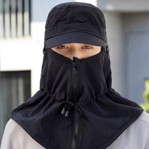 미투리아 방한 낚시 넥워버 남녀공용 바라클라바, 블랙