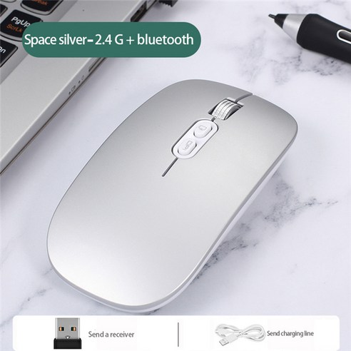 Hinshun 유형 c 포트 Bluetooth 무선 마우스. Bluetooth and Wireless Mouse, 슬리버