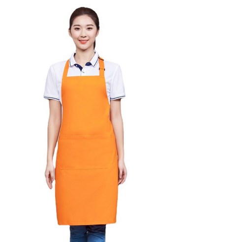 ANKRIC 방수앞치마 순면 앞치마 가정용 주방 전용 더러움 방지 어깨끈 홀더앞치마, 오렌지