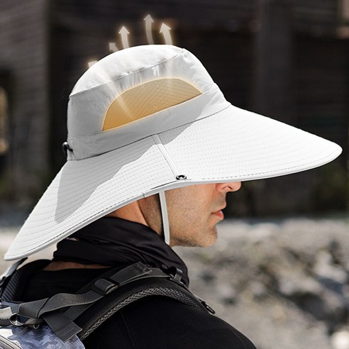 코스모999 자외선 차단 남녀공용 등산 낚시 모자, 블랙