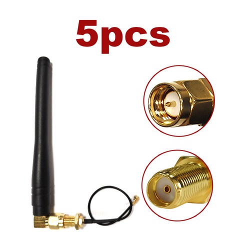 EOTH 2.4g 안테나 3dbi sma male wlan wifi 2.4ghz antenne IPX ipex 1 SMA female pigtail 연장 케이블iot 모듈, 5pcs, 5개