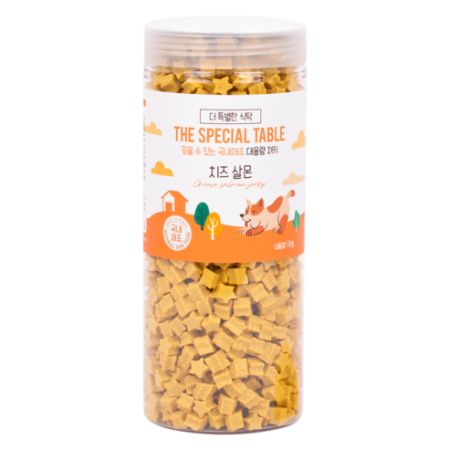 푸디 더특별한식탁 강아지 간식 프리미엄 져키, 1kg, 1개, 치즈 살몬