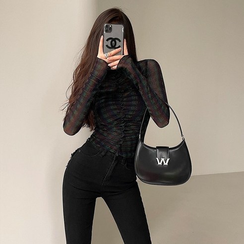 스타일하우스 얇은 레이스긴팔 블라우스