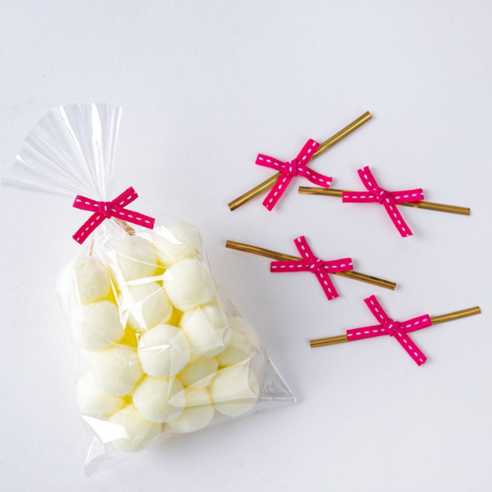 리본 스티치 빵끈 컬러타이 베이커리 빵 막대타이 포장끈 봉지끈 8cm 50개입 x 2, 2개, 핫핑크
