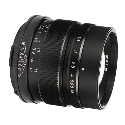 55mm F1.4 APS-C 캐논 카메라 블랙에 적합한 수동 세로 초점 렌즈, 6x6x8cm, 블랙, 금속