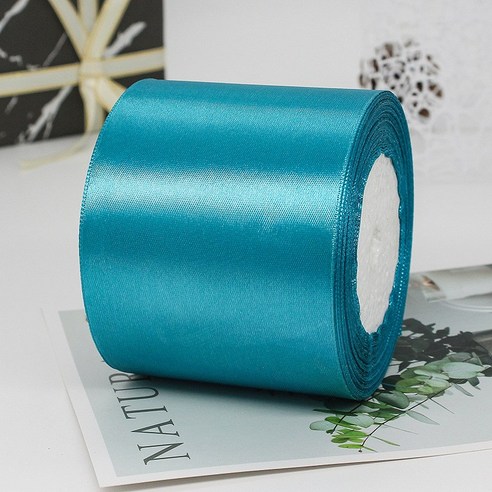 기본 새틴 공단 리본끈 75mm 22m, 47# 피콕블루
