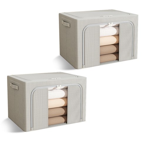 하스몰 프리미엄 와이어 대용량 66L 이불 옷 정리박스, 2개, 그레이
