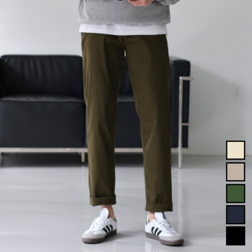 이브 남성 면 밴딩 빅사이즈 일자 치노 팬츠 5color (6081-1)