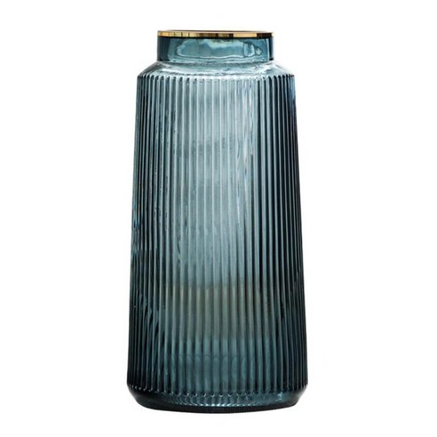 키가 두꺼운 유리 투명 꽃병 홈 웨딩 장식 꽃꽂이 3 크기에 대한 수경 꽃병, 블루 25cm
