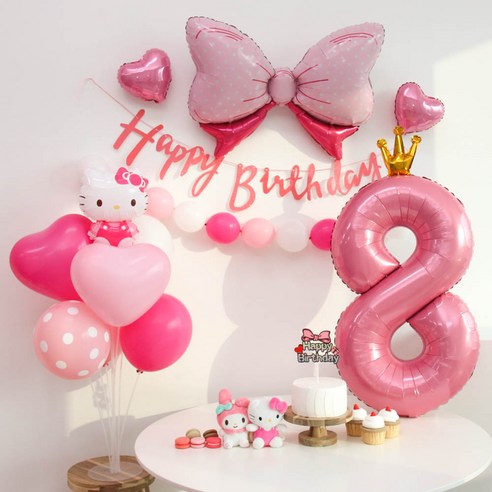 [이벤트홀릭]산리오 헬로키티 풍선 링커벌룬 생일파티세트, 숫자풍선 8