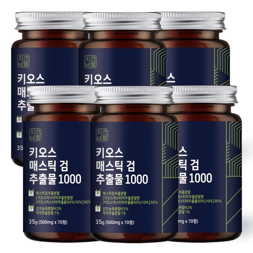 자연바름 키오스 매스틱 검 순도 96.5% 메스틱 검 추출 분말 정 위, 6개, 35g