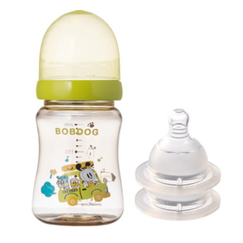 리틀밥독 PPSU 유꼭지젖병 트윈팩 200ml 젖꼭지 2개입, 1단계(신생아), 그린