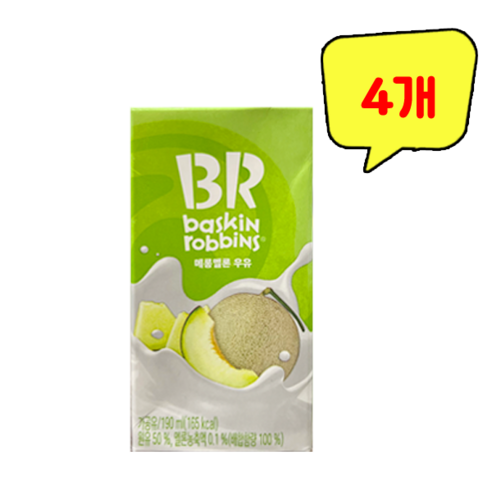배스킨라빈스 메롱멜론 우유, 190ml, 24개