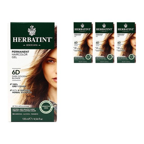 허버틴트 퍼머넌트 허벌 염색약 135ml, Dark Golden Blonde, 4개
