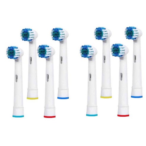 8팩 교체용 전동 칫솔 헤드, 6.9cm 높이, 화이트, 플라스틱