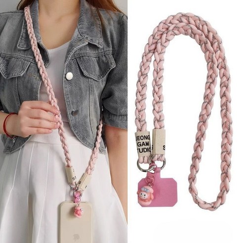 두리안나 어깨가 아프지 않는 휴대폰 스트랩 로프 목걸이줄(잘안찢어지는 옥스포드 태그홀더), 1개, 핑크(마이멜로디)