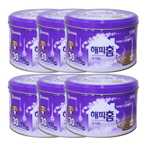 해피홈 모기향 30p (캔), 390g, 6개